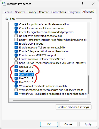 A screenshot of Internet Properties in Windows that show suggest settings.